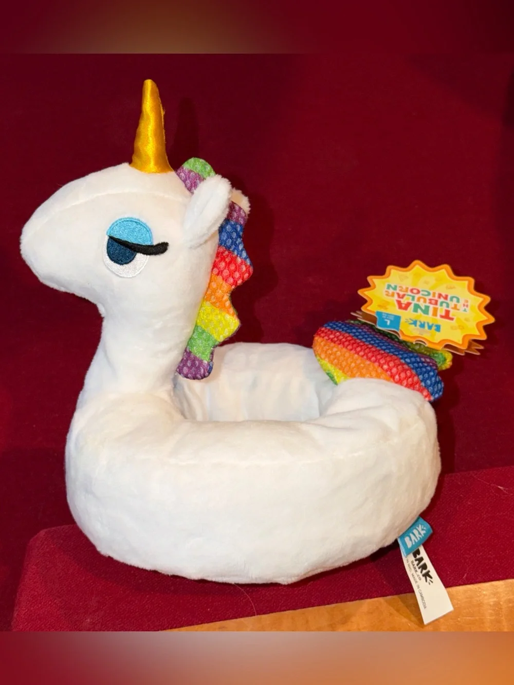 TINA TUBULAR UNICORN DOG TOY Squeak Plush LARGE New With Tags rainbow Squeaky Lg